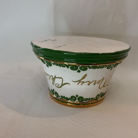 Christmas Holiday Tree In Handcrafted Marilyn 1983 Gold Vase 8 X 16 Inches Tall - Picture 8 of 12